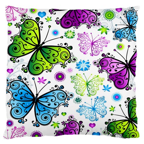 Butterflies, Abstract, Background, Colorful Large Premium Plush Fleece Cushion Case (Two Sides) from ArtsNow.com Front