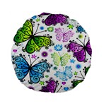 Butterflies, Abstract, Background, Colorful Standard 15  Premium Flano Round Cushions