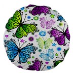 Butterflies, Abstract, Background, Colorful Large 18  Premium Flano Round Cushions