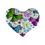 Butterflies, Abstract, Background, Colorful Standard 16  Premium Flano Heart Shape Cushions