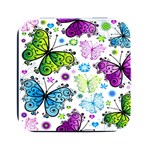 Butterflies, Abstract, Background, Colorful Square Metal Box (Black)