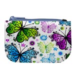 Butterflies, Abstract, Background, Colorful Large Coin Purse