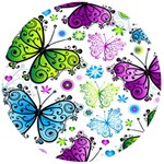 Butterflies, Abstract, Background, Colorful Wooden Bottle Opener (Round)