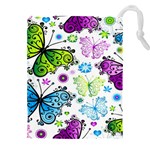 Butterflies, Abstract, Background, Colorful Drawstring Pouch (4XL)