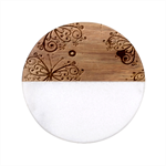 Butterflies, Abstract, Background, Colorful Classic Marble Wood Coaster (Round) 