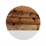 Butterflies, Abstract, Background, Colorful Marble Wood Coaster (Round)