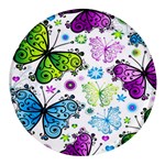 Butterflies, Abstract, Background, Colorful Round Glass Fridge Magnet (4 pack)