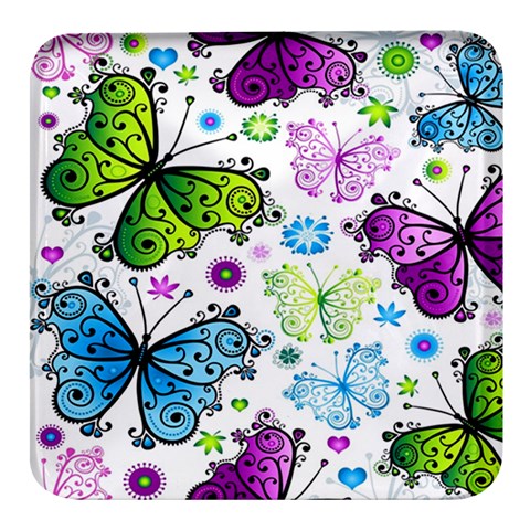 Butterflies, Abstract, Background, Colorful Square Glass Fridge Magnet (4 pack) from ArtsNow.com Front