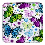 Butterflies, Abstract, Background, Colorful Square Glass Fridge Magnet (4 pack)