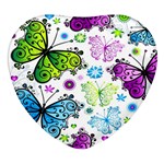 Butterflies, Abstract, Background, Colorful Heart Glass Fridge Magnet (4 pack)