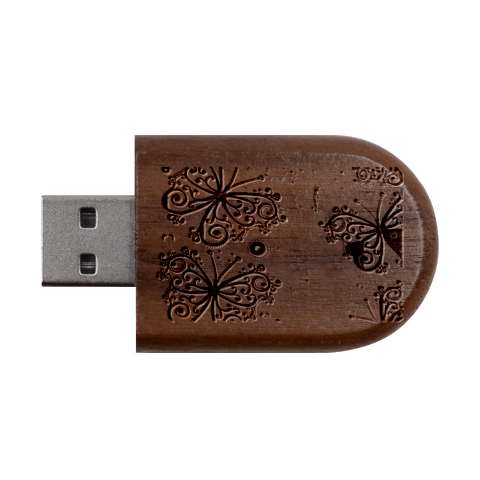 Butterflies, Abstract, Background, Colorful Wood Oval USB Flash Drive from ArtsNow.com USB