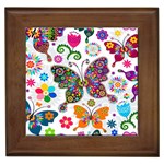 Butterflies, Abstract, Colorful, Floral, Flowers Framed Tile