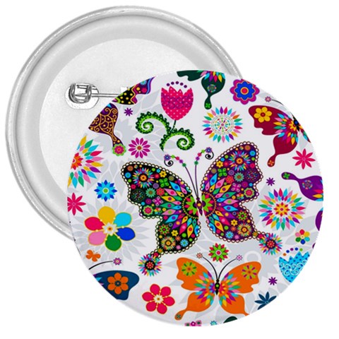 Butterflies, Abstract, Colorful, Floral, Flowers 3  Buttons from ArtsNow.com Front