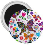 Butterflies, Abstract, Colorful, Floral, Flowers 3  Magnets