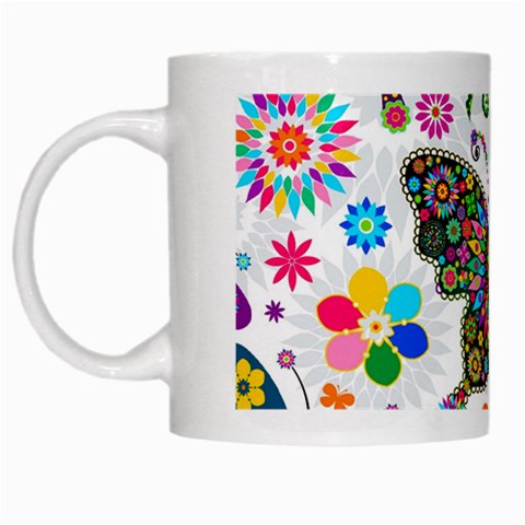 Butterflies, Abstract, Colorful, Floral, Flowers White Mug from ArtsNow.com Left