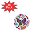 Butterflies, Abstract, Colorful, Floral, Flowers 1  Mini Buttons (10 pack) 