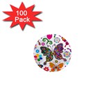 Butterflies, Abstract, Colorful, Floral, Flowers 1  Mini Magnets (100 pack) 