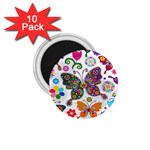 Butterflies, Abstract, Colorful, Floral, Flowers 1.75  Magnets (10 pack) 