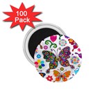 Butterflies, Abstract, Colorful, Floral, Flowers 1.75  Magnets (100 pack) 