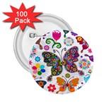 Butterflies, Abstract, Colorful, Floral, Flowers 2.25  Buttons (100 pack) 