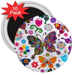 Butterflies, Abstract, Colorful, Floral, Flowers 3  Magnets (10 pack) 