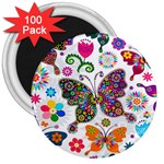 Butterflies, Abstract, Colorful, Floral, Flowers 3  Magnets (100 pack)