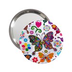 Butterflies, Abstract, Colorful, Floral, Flowers 2.25  Handbag Mirrors