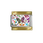 Butterflies, Abstract, Colorful, Floral, Flowers Gold Trim Italian Charm (9mm)