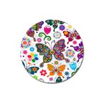 Butterflies, Abstract, Colorful, Floral, Flowers Magnet 3  (Round)