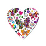 Butterflies, Abstract, Colorful, Floral, Flowers Heart Magnet