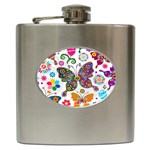 Butterflies, Abstract, Colorful, Floral, Flowers Hip Flask (6 oz)