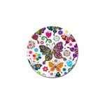 Butterflies, Abstract, Colorful, Floral, Flowers Golf Ball Marker