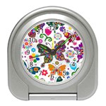 Butterflies, Abstract, Colorful, Floral, Flowers Travel Alarm Clock