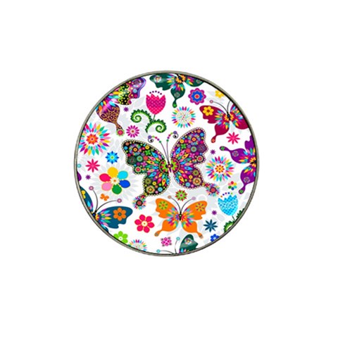 Butterflies, Abstract, Colorful, Floral, Flowers Hat Clip Ball Marker from ArtsNow.com Front