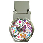 Butterflies, Abstract, Colorful, Floral, Flowers Money Clip Watches