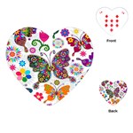 Butterflies, Abstract, Colorful, Floral, Flowers Playing Cards Single Design (Heart)