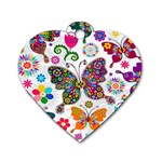 Butterflies, Abstract, Colorful, Floral, Flowers Dog Tag Heart (Two Sides)