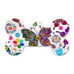 Butterflies, Abstract, Colorful, Floral, Flowers Dog Tag Bone (Two Sides)