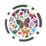 Butterflies, Abstract, Colorful, Floral, Flowers Poker Chip Card Guard