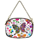 Butterflies, Abstract, Colorful, Floral, Flowers Chain Purse (One Side)