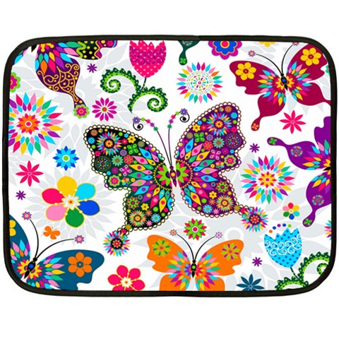 Butterflies, Abstract, Colorful, Floral, Flowers Two Sides Fleece Blanket (Mini) from ArtsNow.com 35 x27  Blanket Front