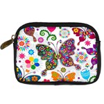 Butterflies, Abstract, Colorful, Floral, Flowers Digital Camera Leather Case