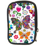 Butterflies, Abstract, Colorful, Floral, Flowers Compact Camera Leather Case