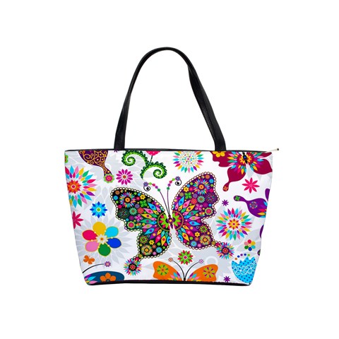 Butterflies, Abstract, Colorful, Floral, Flowers Classic Shoulder Handbag from ArtsNow.com Front