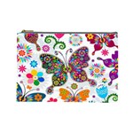 Butterflies, Abstract, Colorful, Floral, Flowers Cosmetic Bag (Large)