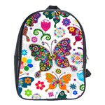 Butterflies, Abstract, Colorful, Floral, Flowers School Bag (Large)