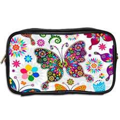 Butterflies, Abstract, Colorful, Floral, Flowers Toiletries Bag (Two Sides) from ArtsNow.com Back