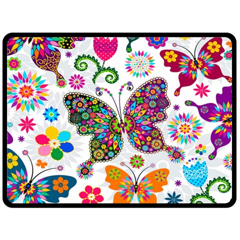 Butterflies, Abstract, Colorful, Floral, Flowers Fleece Blanket (Large) from ArtsNow.com 80 x60  Blanket Front