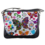 Butterflies, Abstract, Colorful, Floral, Flowers Messenger Bag