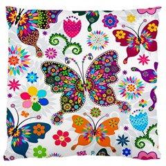 Butterflies, Abstract, Colorful, Floral, Flowers Large Cushion Case (Two Sides) from ArtsNow.com Front